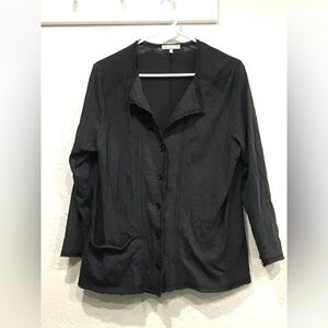 Habitat Beach Front Cardigan Women’s M Black 3/4 Sleeve Button Front Relaxed Fit